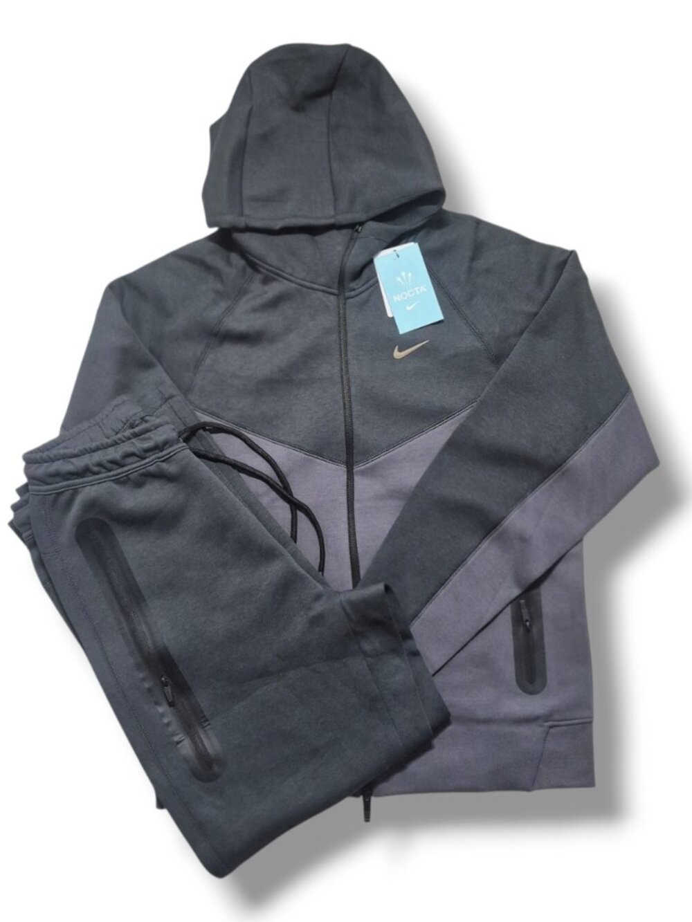 NWT Nike x Nocta Tech Fleece Set Joggers and Zip-up Large Black & Grey Bundle